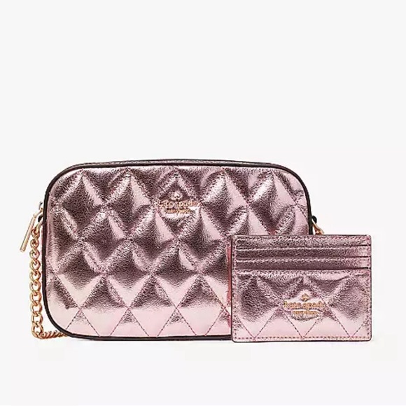 *BOGO FREE* NWT Kate Spade Glimmer Quilted Metallic Boxed Crossbody Set - Picture 2 of 7